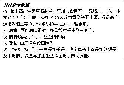 自行车身体参考