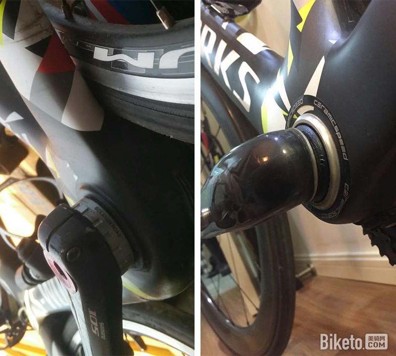 这里放一张五通的对比图,右面为真车五通处,左面为M的寨车。 这里放一张五通的对比图,右面为真车五通处,左面为M的寨车。