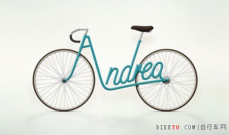 创意字母自行车 车主名字浮动在车轮之间(图文
