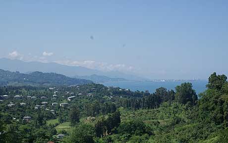 The view back towards the seaside resort of Batumi in Georgia