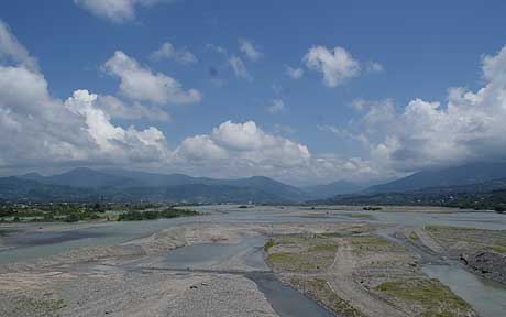 Georgia's Caucus mountains rising up to the east