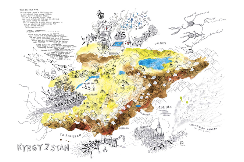 骑了17000公里之后,她用手绘地图讲述了骑行